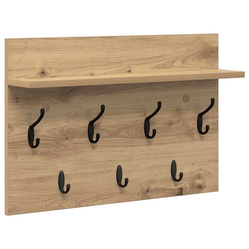 Wandmontierter Kleiderständer mit Regal Eiche handwerklich